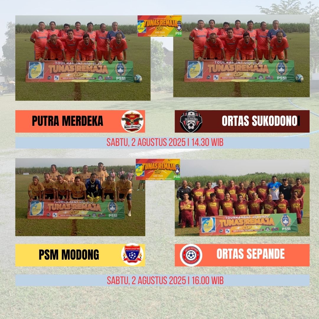 Empat kesebelasan yang tampil di babak 8 besar Tunas Remaja Cup U50 2025 Sabtu sore (2/8/2025).